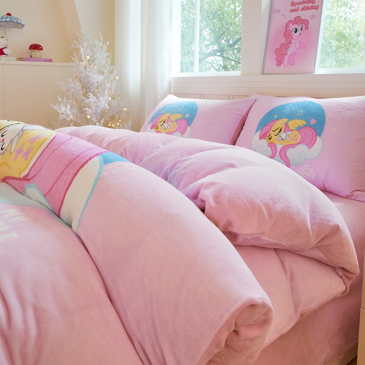 91家纺网 家纺一手货源 找家纺 蘭菲家纺 2025新款小马宝莉牛奶绒四件套 晚安-宝莉