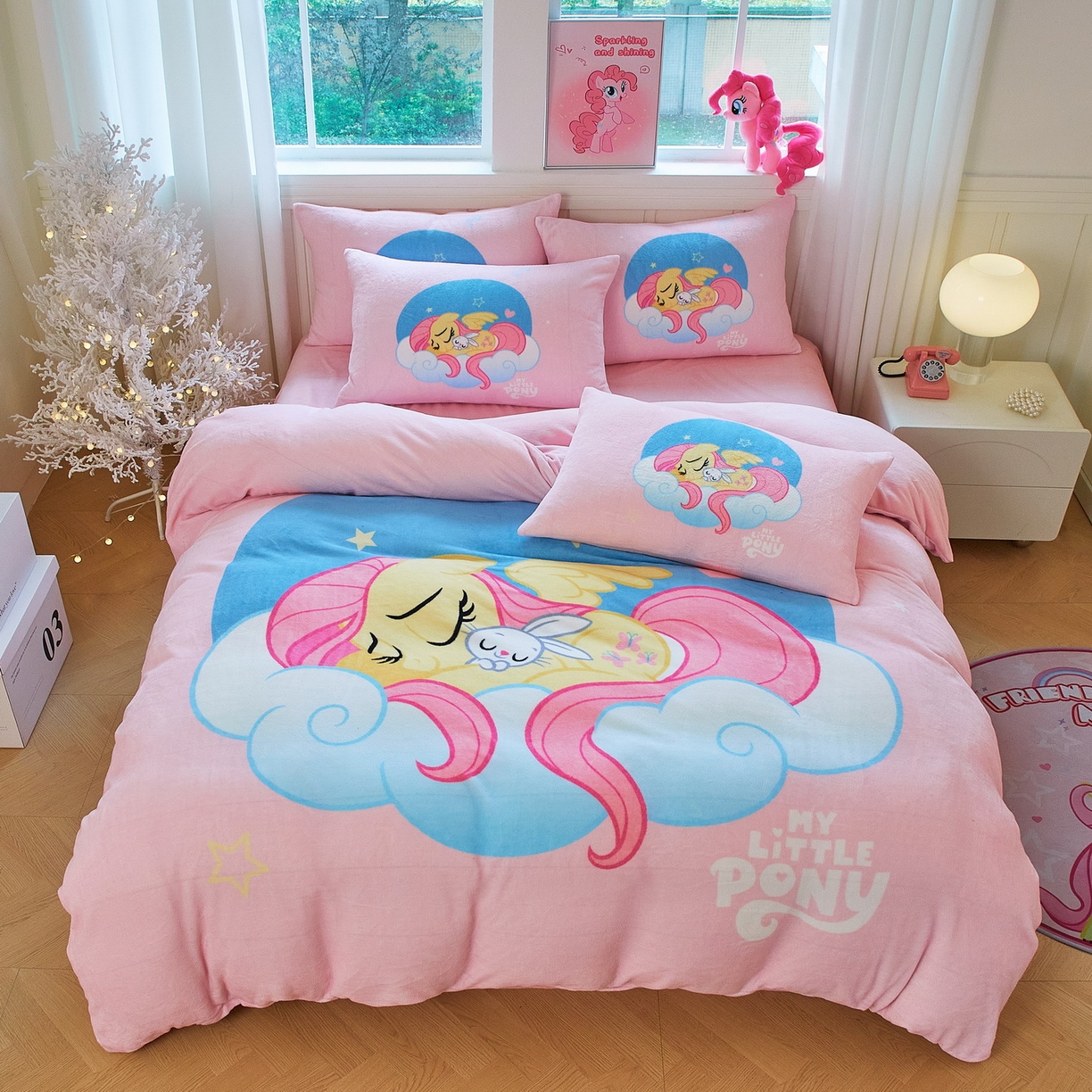 蘭菲家纺 2025新款小马宝莉牛奶绒四件套 晚安-宝莉