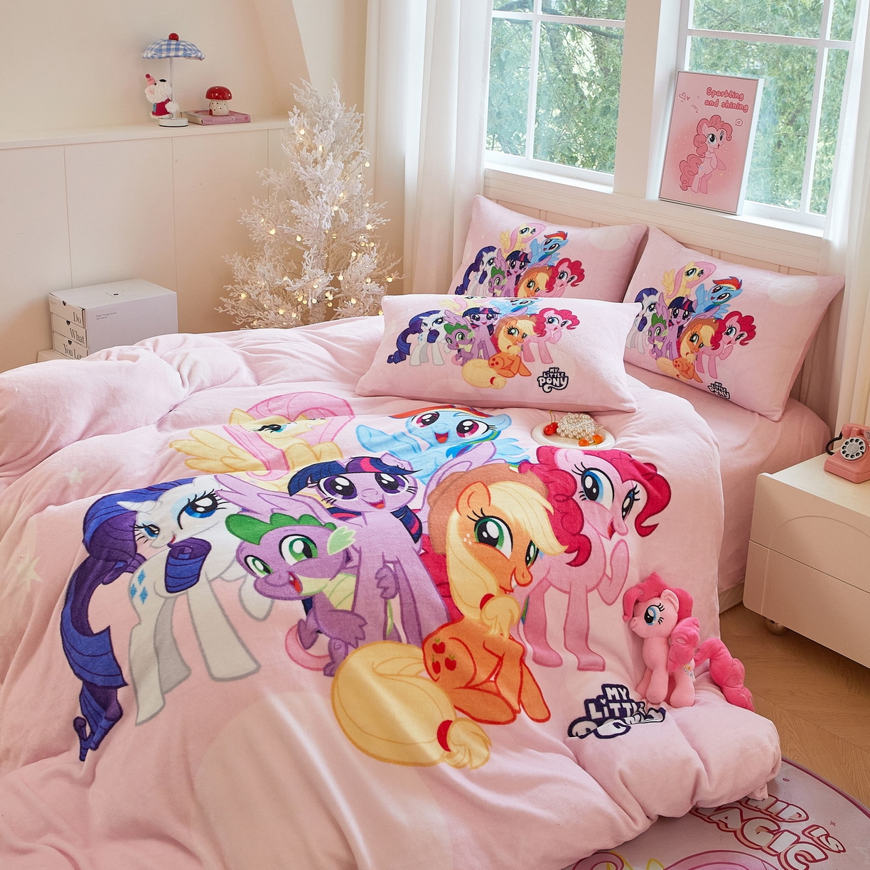 91家纺网 家纺一手货源 找家纺 蘭菲家纺 2025新款小马宝莉牛奶绒四件套 大家族-宝莉