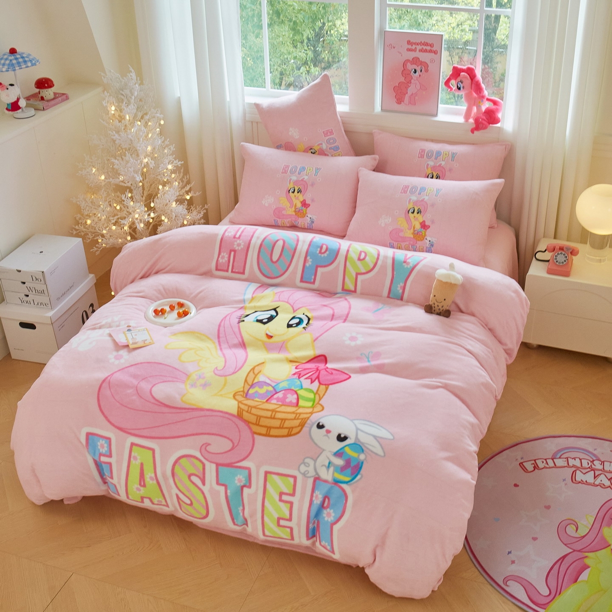 91家纺网 家纺一手货源 找家纺 蘭菲家纺 2025新款小马宝莉牛奶绒四件套 粉色-宝莉