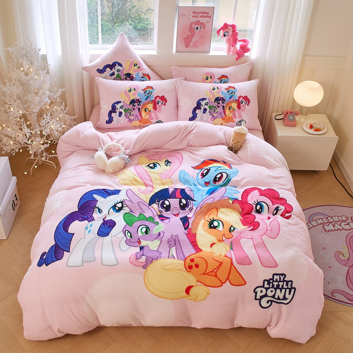 蘭菲家纺 2025新款小马宝莉牛奶绒四件套 大家族-宝莉