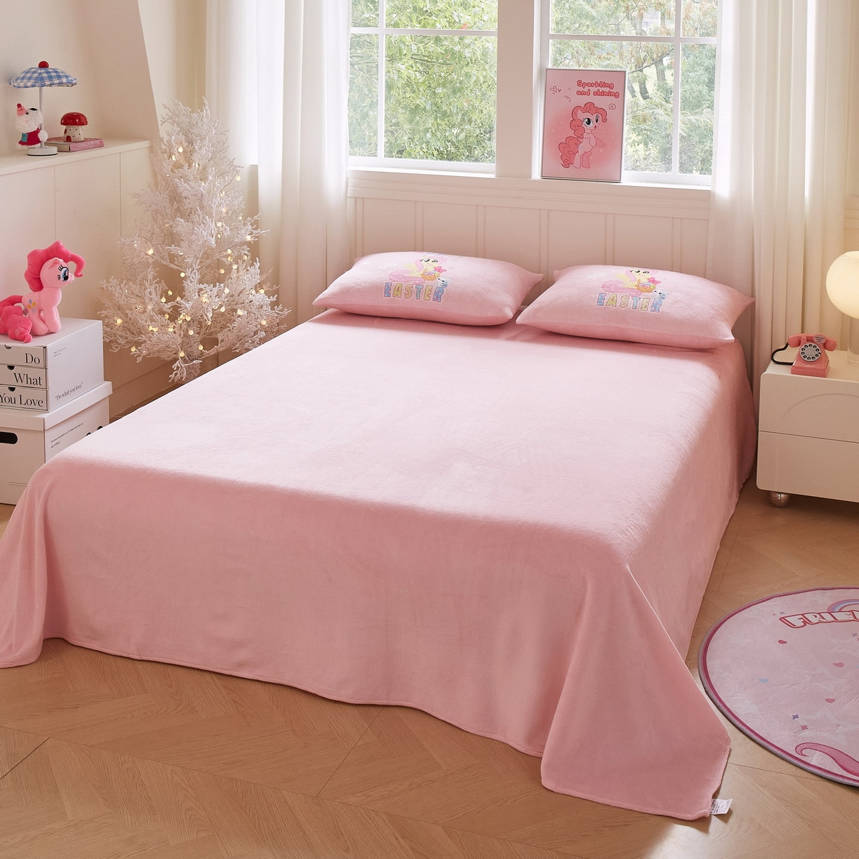 91家纺网 家纺一手货源 找家纺 蘭菲家纺 2025新款小马宝莉牛奶绒四件套 粉色-宝莉