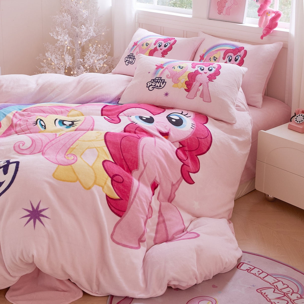 91家纺网 家纺一手货源 找家纺 蘭菲家纺 2025新款小马宝莉牛奶绒四件套 伙伴-宝莉