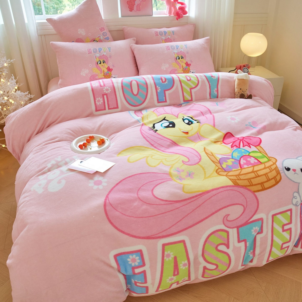 91家纺网 家纺一手货源 找家纺 蘭菲家纺 2025新款小马宝莉牛奶绒四件套 粉色-宝莉