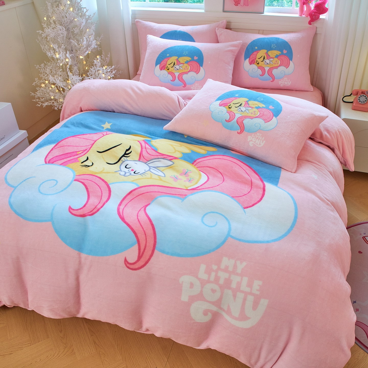 91家纺网 家纺一手货源 找家纺 蘭菲家纺 2025新款小马宝莉牛奶绒四件套 晚安-宝莉