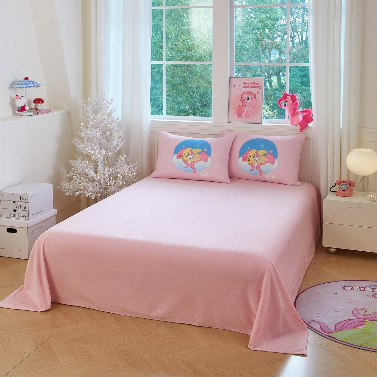 91家纺网 家纺一手货源 找家纺 蘭菲家纺 2025新款小马宝莉牛奶绒四件套 晚安-宝莉