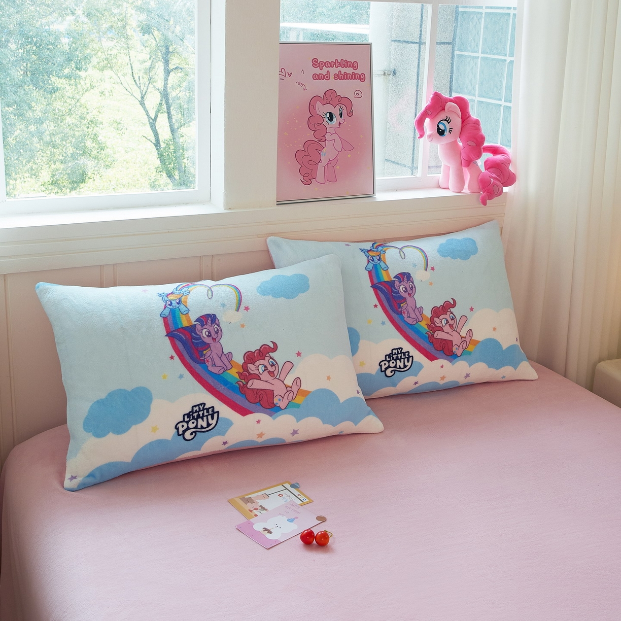 91家纺网 家纺一手货源 找家纺 蘭菲家纺 2025新款小马宝莉牛奶绒四件套 嗨皮-宝莉