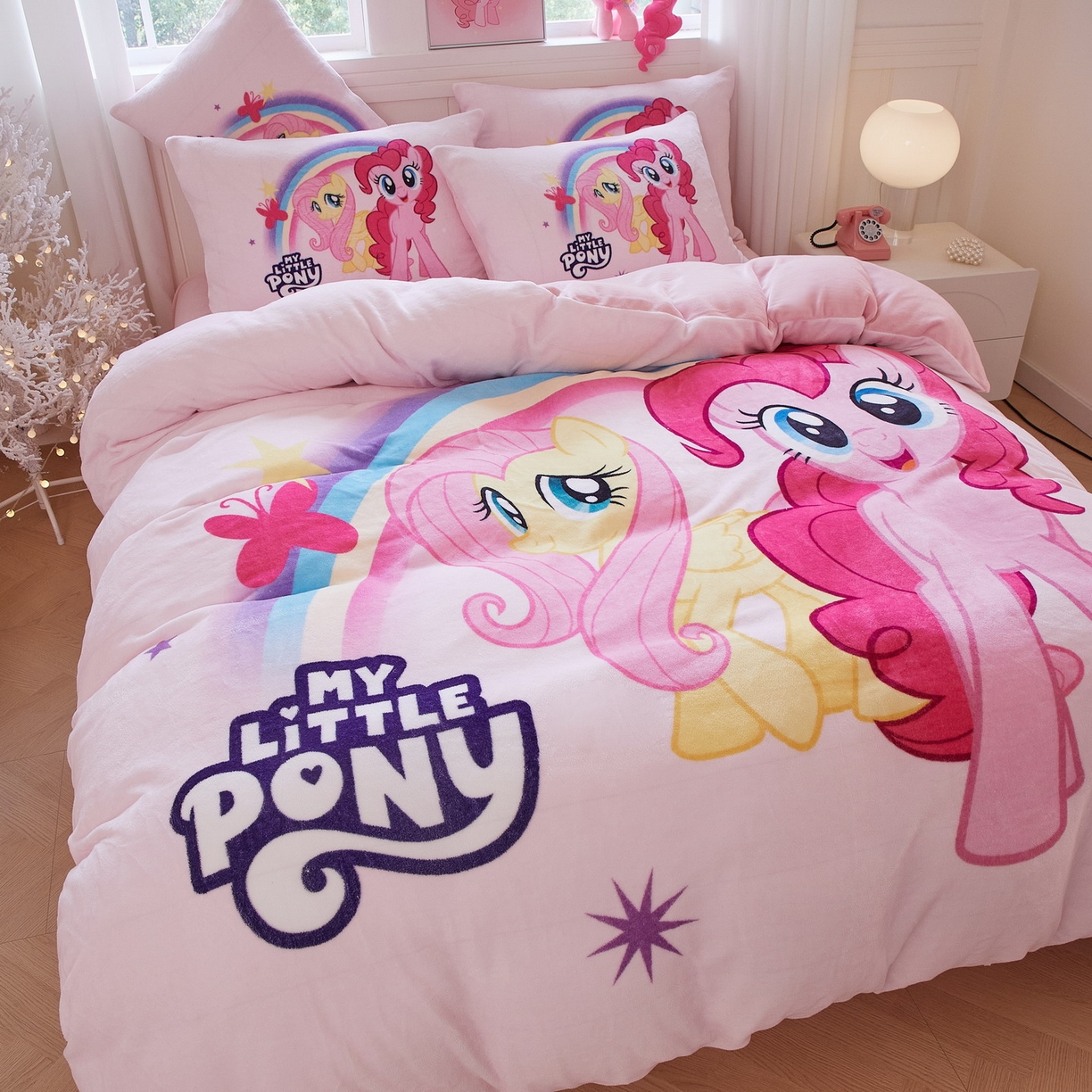 91家纺网 家纺一手货源 找家纺 蘭菲家纺 2025新款小马宝莉牛奶绒四件套 伙伴-宝莉