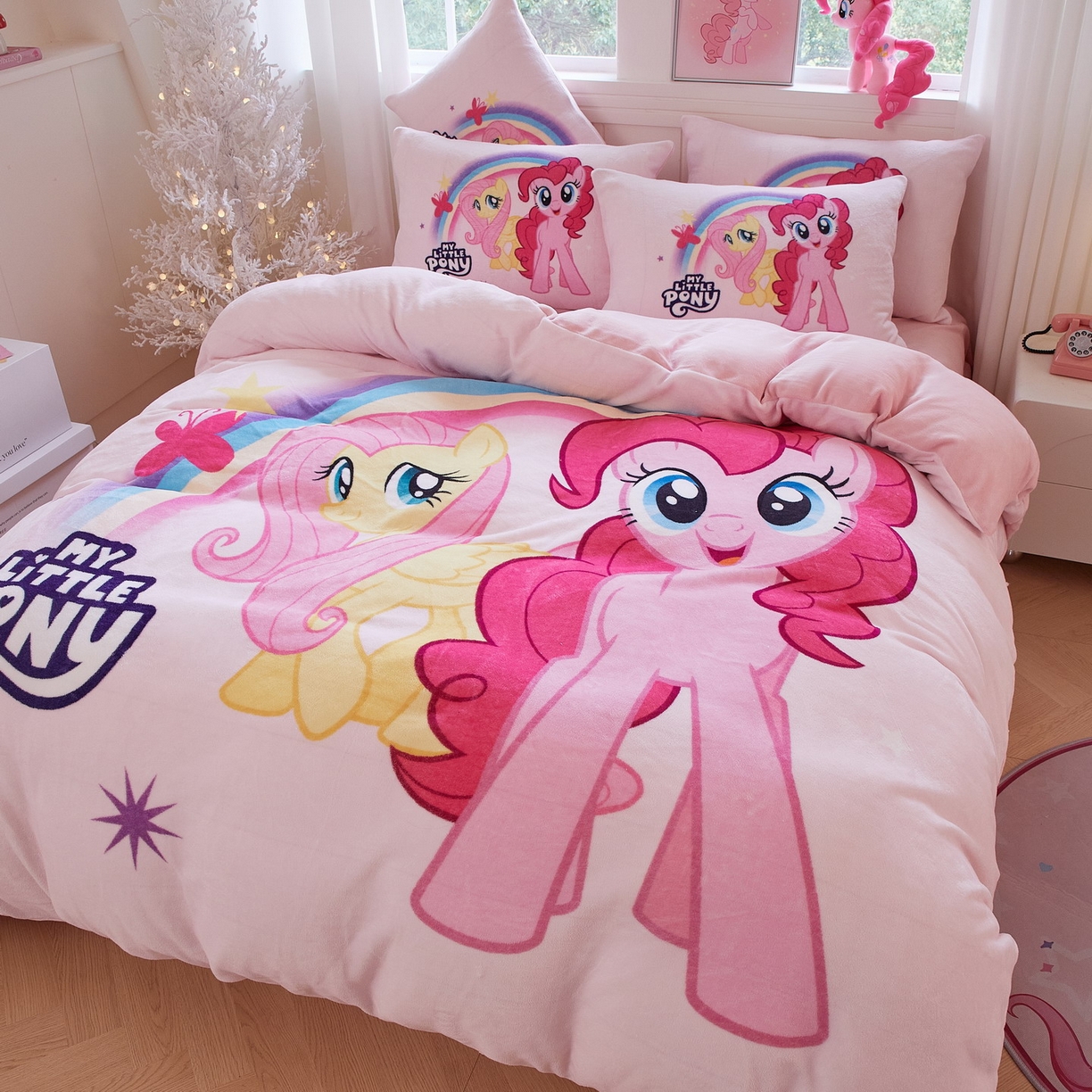 91家纺网 家纺一手货源 找家纺 蘭菲家纺 2025新款小马宝莉牛奶绒四件套 伙伴-宝莉