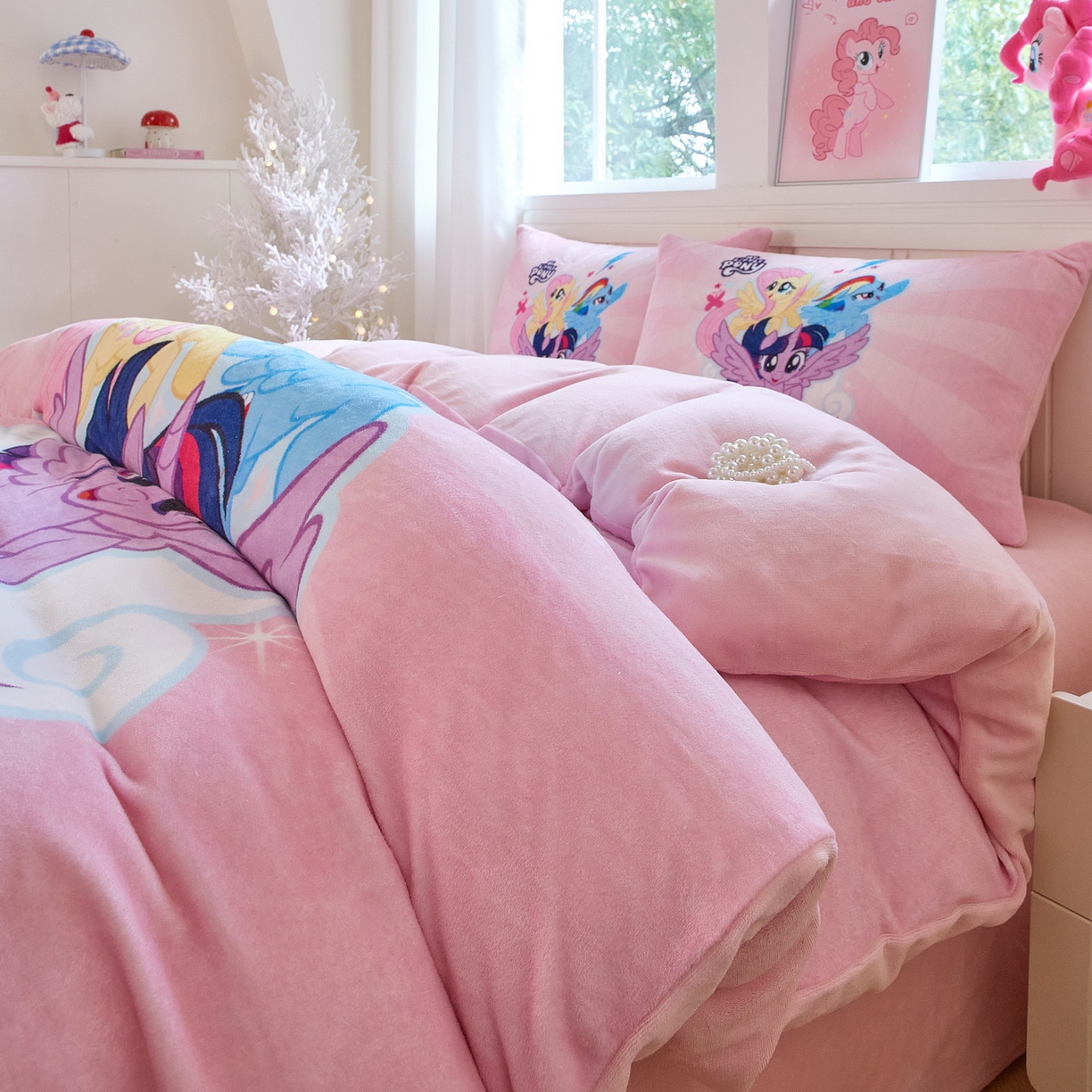 91家纺网 家纺一手货源 找家纺 蘭菲家纺 2025新款小马宝莉牛奶绒四件套 飞翔-宝莉