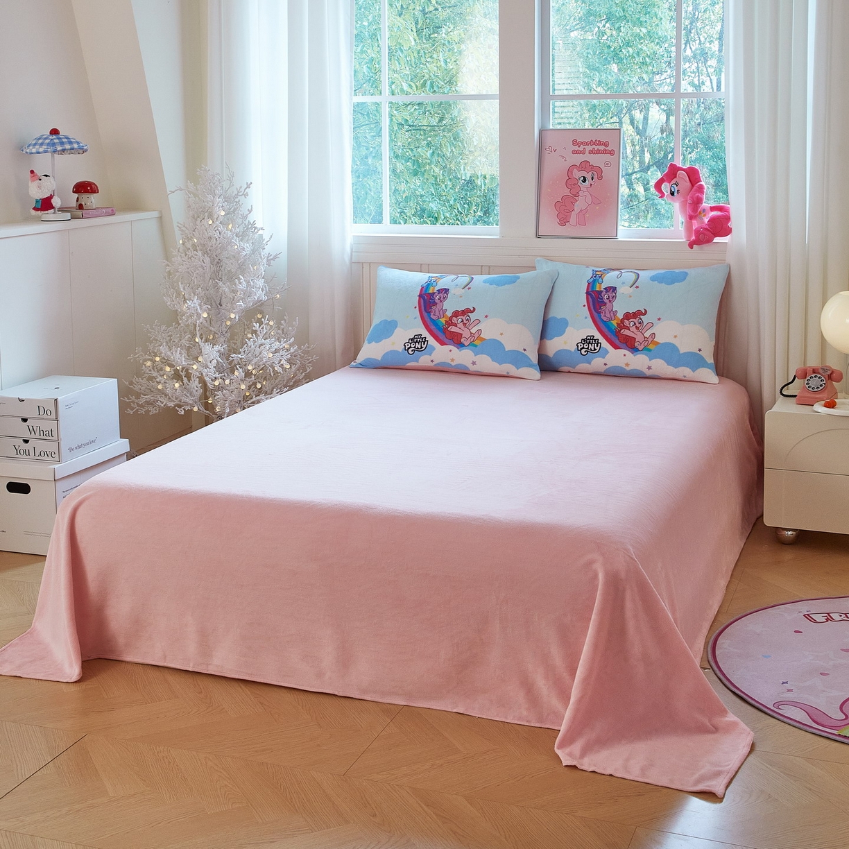 91家纺网 家纺一手货源 找家纺 蘭菲家纺 2025新款小马宝莉牛奶绒四件套 嗨皮-宝莉