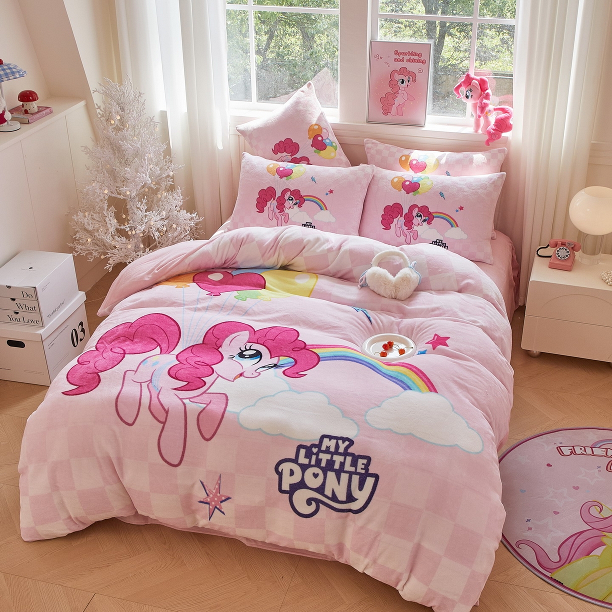 91家纺网 家纺一手货源 找家纺 蘭菲家纺 2025新款小马宝莉牛奶绒四件套 摩登-宝莉