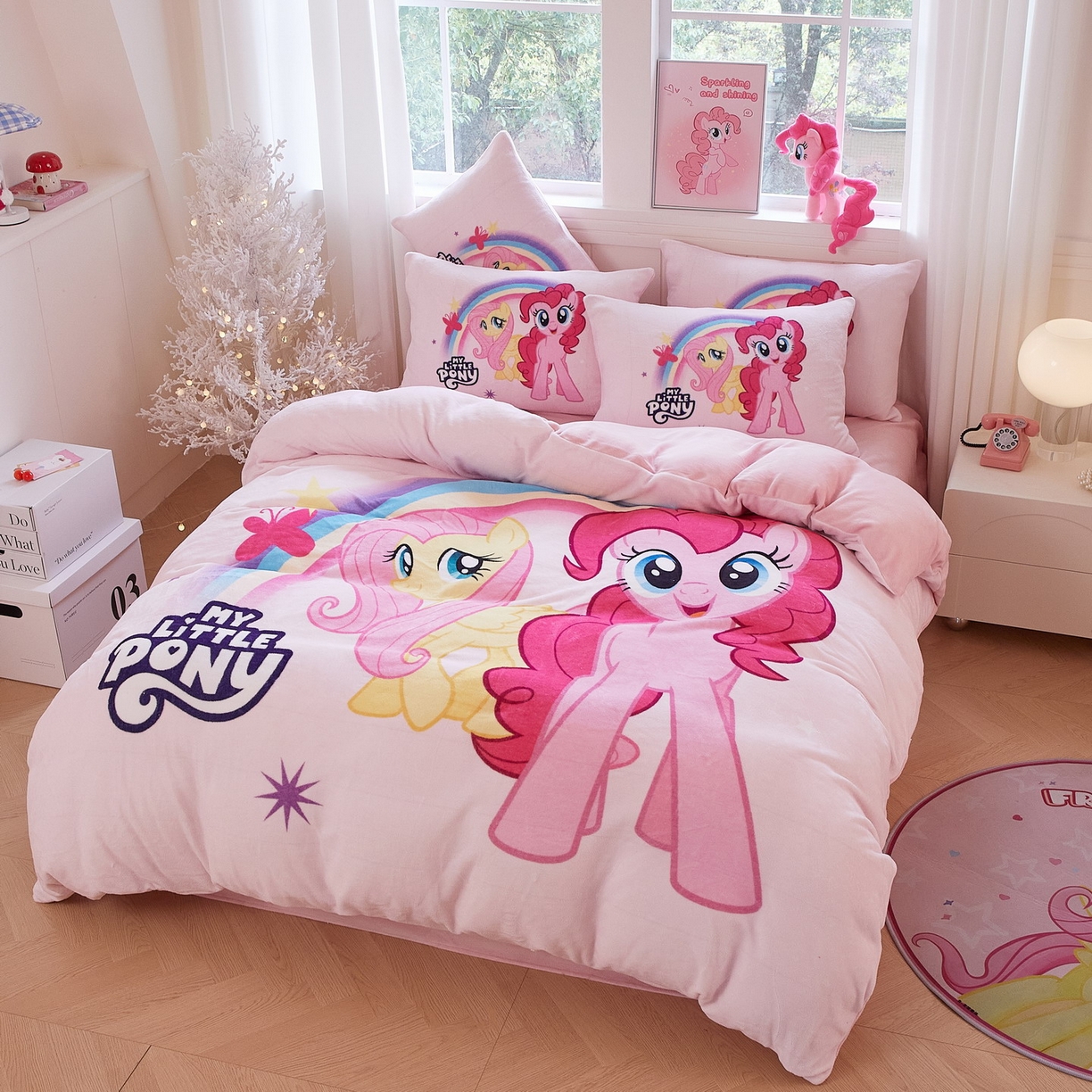 91家纺网 家纺一手货源 找家纺 蘭菲家纺 2025新款小马宝莉牛奶绒四件套 伙伴-宝莉