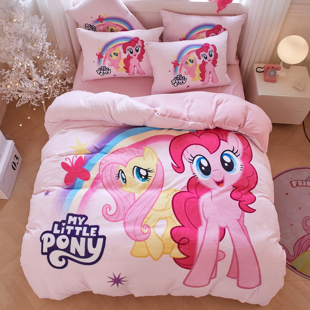 91家纺网 家纺一手货源 找家纺 蘭菲家纺 2025新款小马宝莉牛奶绒四件套 伙伴-宝莉