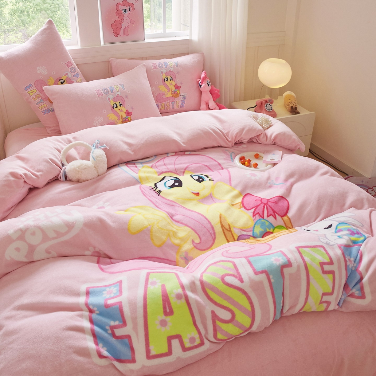 91家纺网 家纺一手货源 找家纺 蘭菲家纺 2025新款小马宝莉牛奶绒四件套 粉色-宝莉