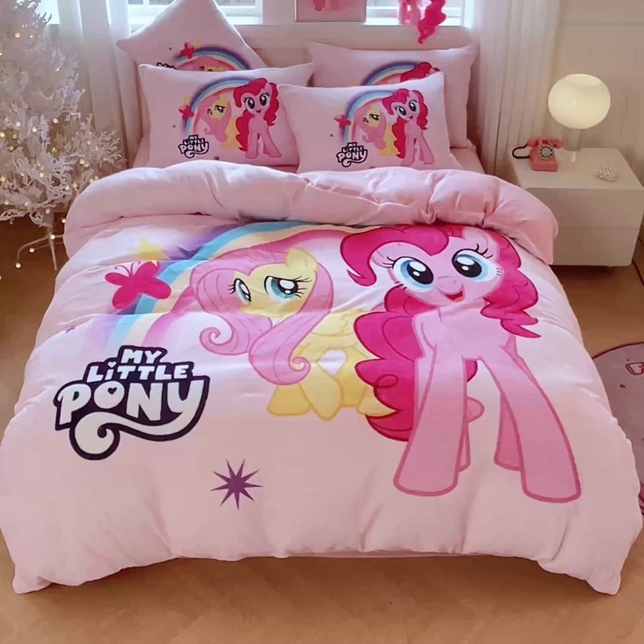 91家纺网 家纺一手货源 找家纺 蘭菲家纺 2025新款小马宝莉牛奶绒四件套 伙伴-宝莉