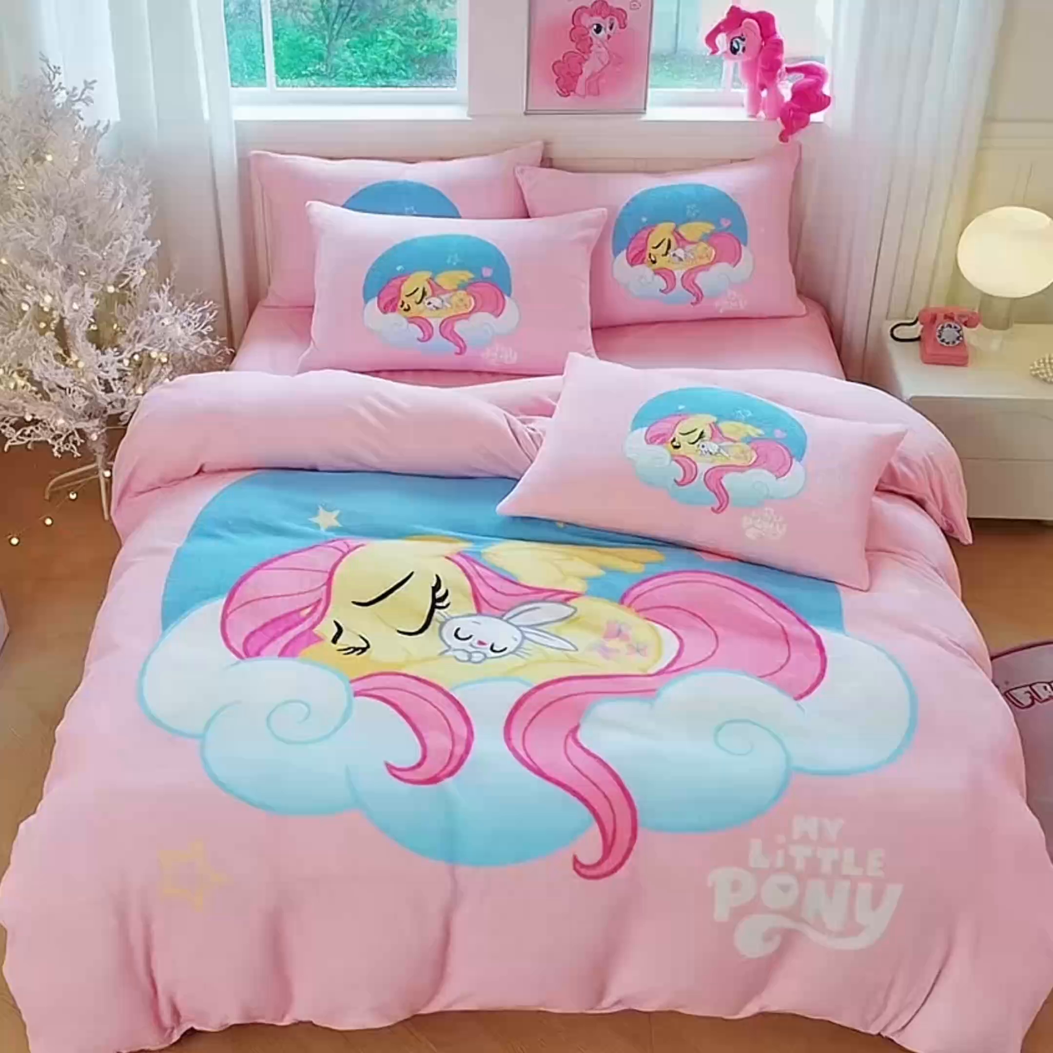 91家纺网 家纺一手货源 找家纺 蘭菲家纺 2025新款小马宝莉牛奶绒四件套 晚安-宝莉