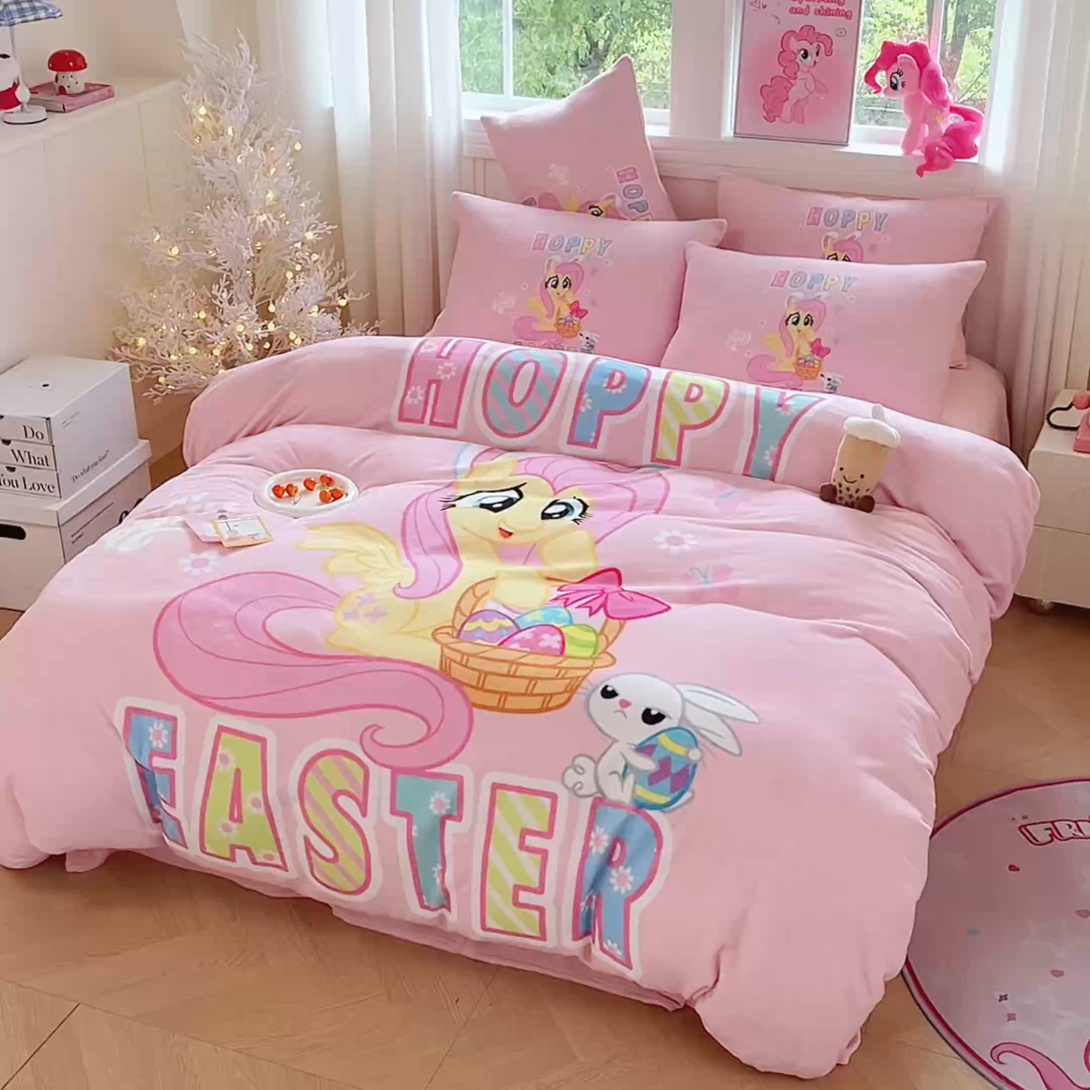 91家纺网 家纺一手货源 找家纺 蘭菲家纺 2025新款小马宝莉牛奶绒四件套 粉色-宝莉