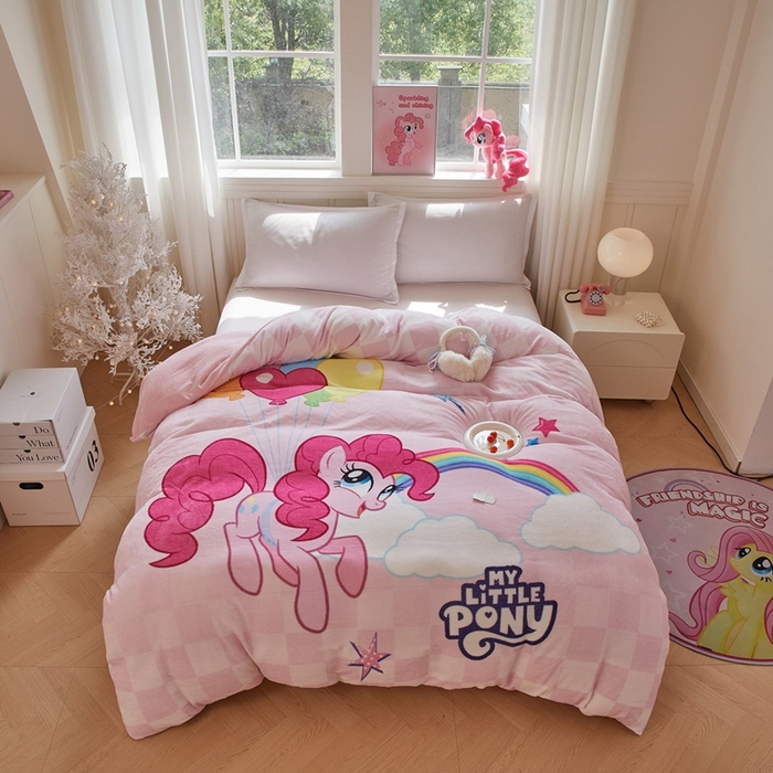 91家纺网 家纺一手货源 找家纺 （总）蘭菲家纺 2025新款小马宝莉牛奶绒单被套 被套单件