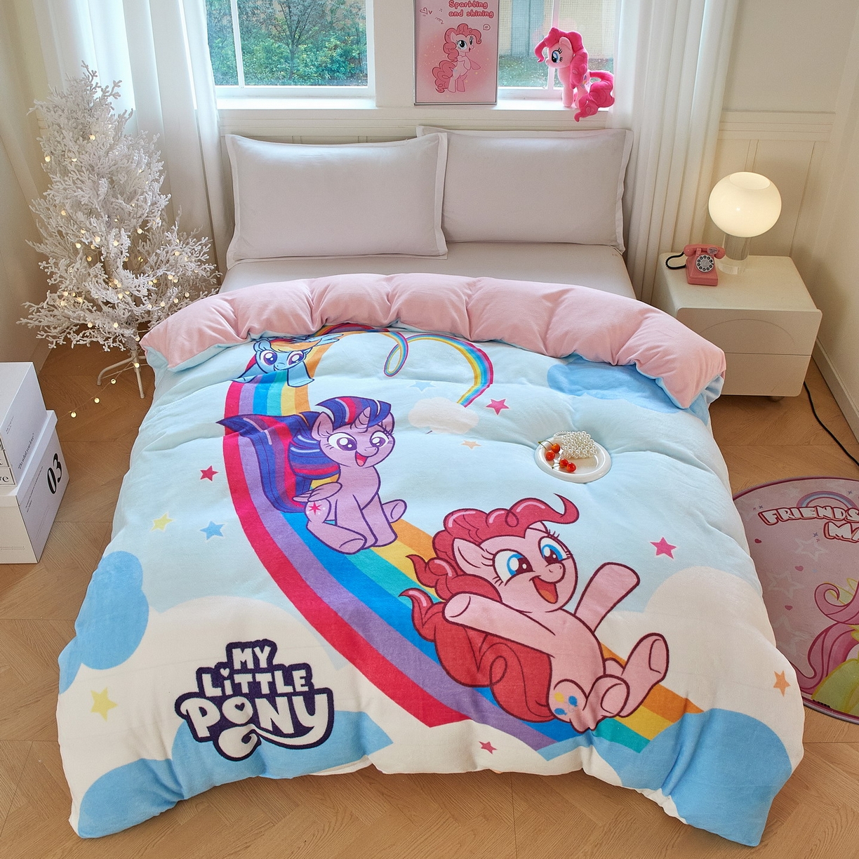 91家纺网 家纺一手货源 找家纺 （总）蘭菲家纺 2025新款小马宝莉牛奶绒单被套 被套单件