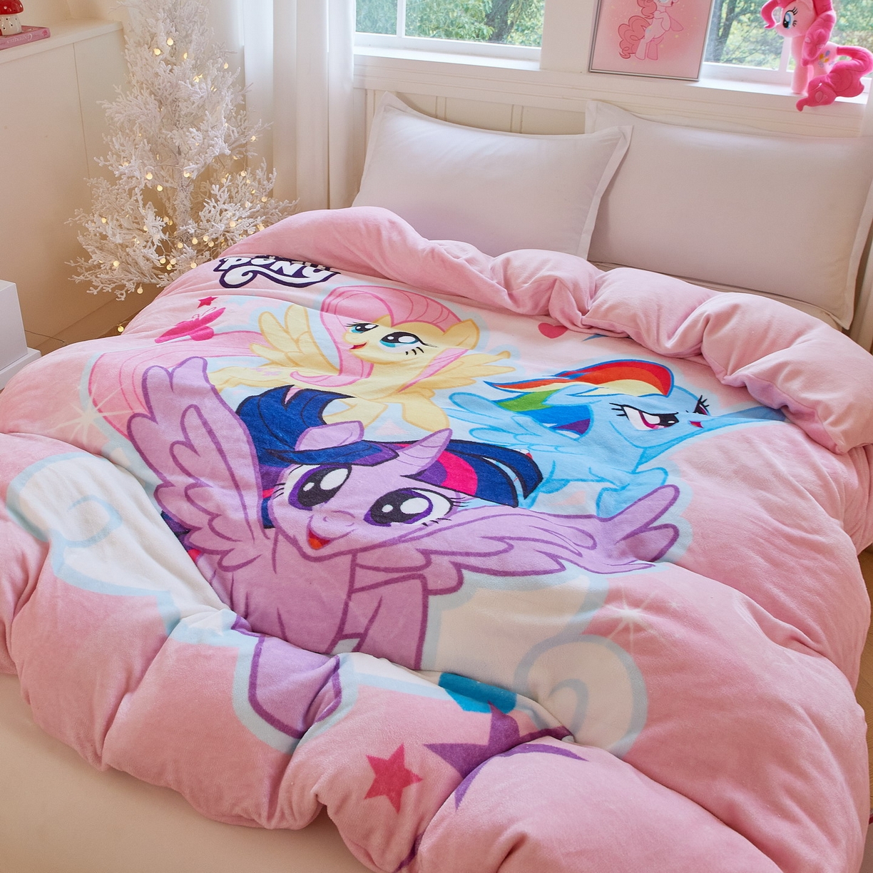 91家纺网 家纺一手货源 找家纺 蘭菲家纺 2025新款小马宝莉牛奶绒单被套 被套单件 飞翔-宝莉