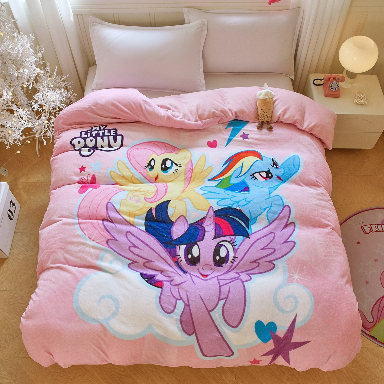 91家纺网 家纺一手货源 找家纺 蘭菲家纺 2025新款小马宝莉牛奶绒单被套 被套单件 飞翔-宝莉