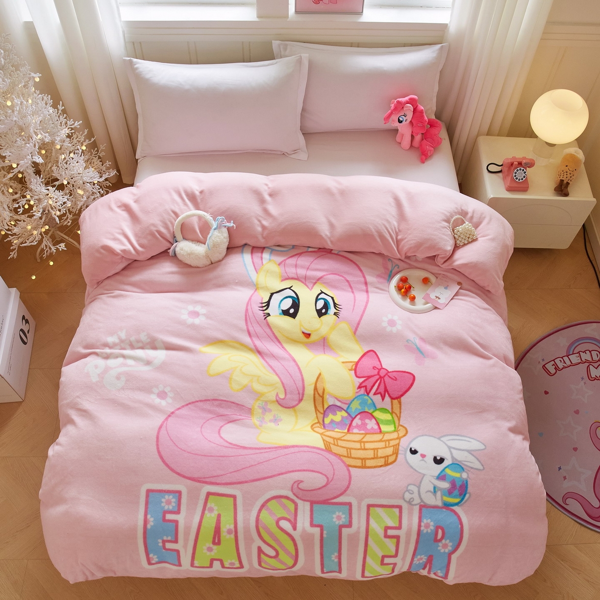 91家纺网 家纺一手货源 找家纺 蘭菲家纺 2025新款小马宝莉牛奶绒单被套 被套单件 粉色-宝莉