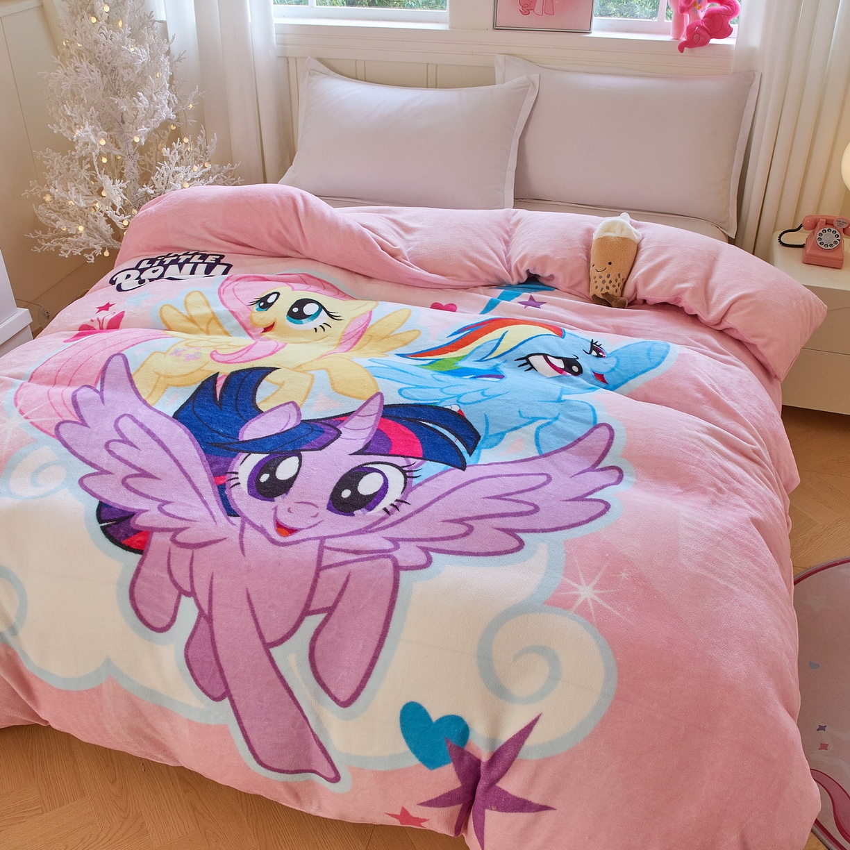 91家纺网 家纺一手货源 找家纺 蘭菲家纺 2025新款小马宝莉牛奶绒单被套 被套单件 飞翔-宝莉