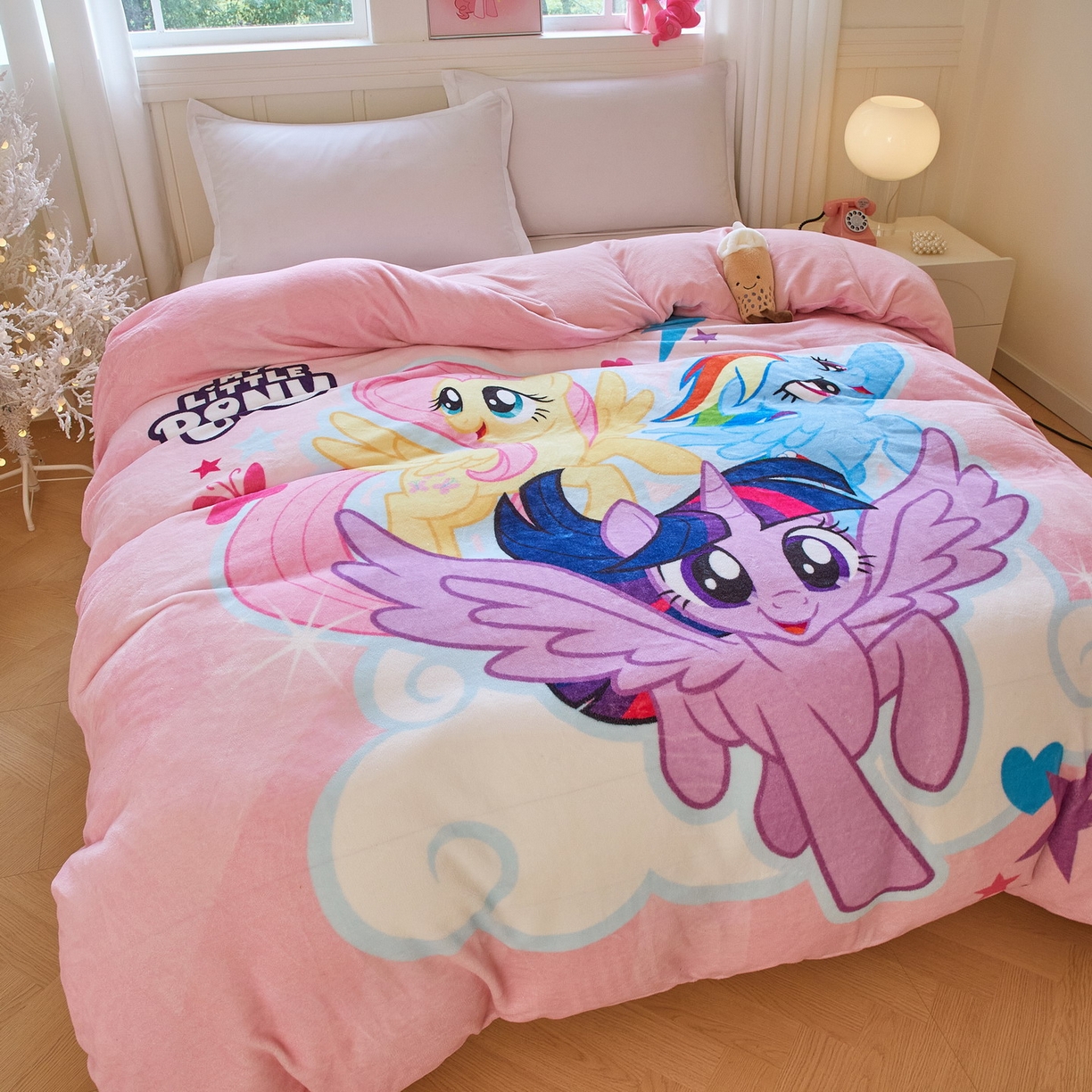 91家纺网 家纺一手货源 找家纺 蘭菲家纺 2025新款小马宝莉牛奶绒单被套 被套单件 飞翔-宝莉