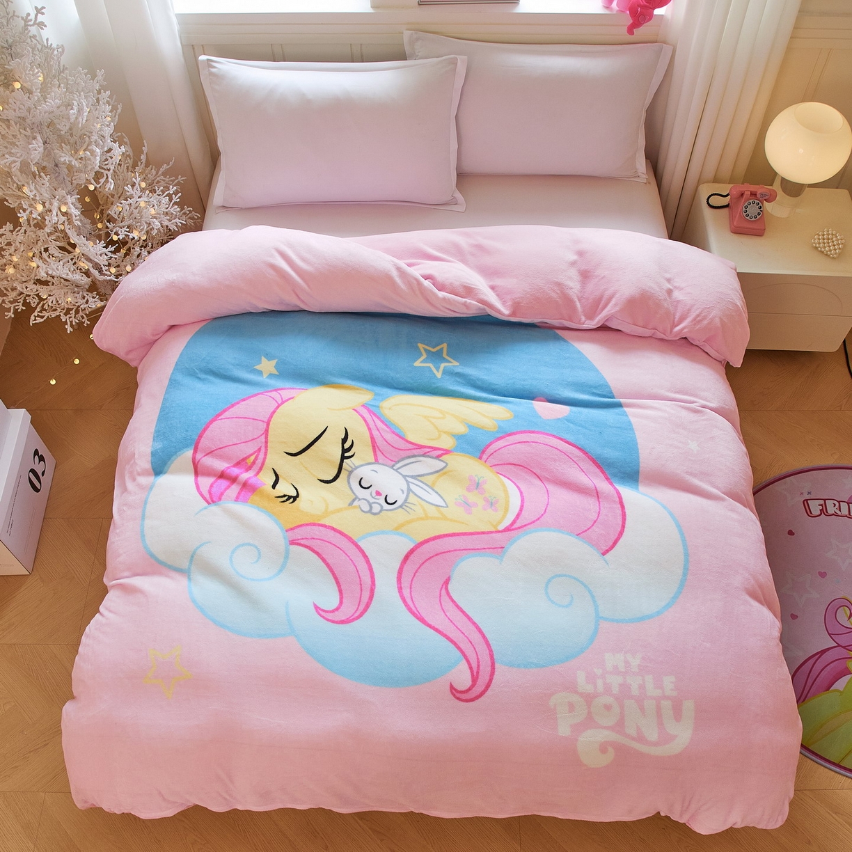 91家纺网 家纺一手货源 找家纺 蘭菲家纺 2025新款小马宝莉牛奶绒单被套 被套单件 晚安-宝莉