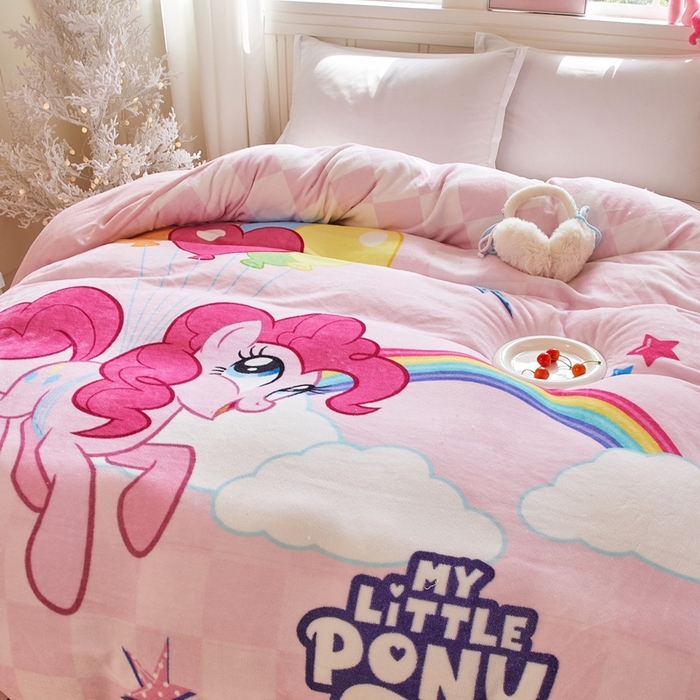 91家纺网 家纺一手货源 找家纺 蘭菲家纺 2025新款小马宝莉牛奶绒单被套 被套单件 摩登-宝莉