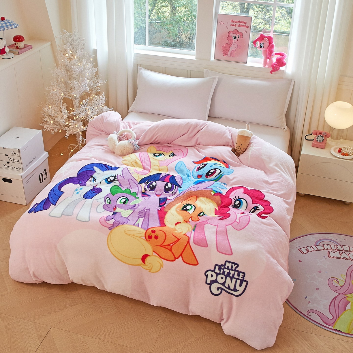 91家纺网 家纺一手货源 找家纺 蘭菲家纺 2025新款小马宝莉牛奶绒单被套 被套单件 大家族-宝莉