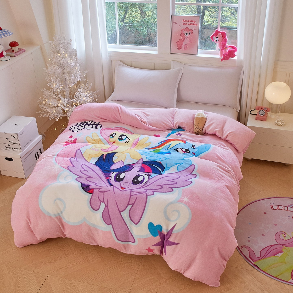 91家纺网 家纺一手货源 找家纺 蘭菲家纺 2025新款小马宝莉牛奶绒单被套 被套单件 飞翔-宝莉