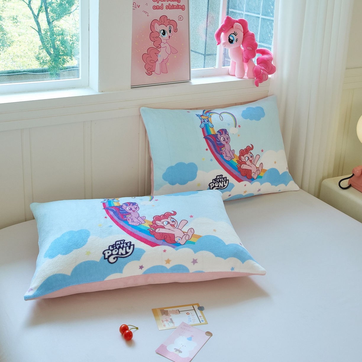 91家纺网 家纺一手货源 找家纺 蘭菲家纺 2025新款小马宝莉牛奶绒单枕套 枕套单件 嗨皮-宝莉