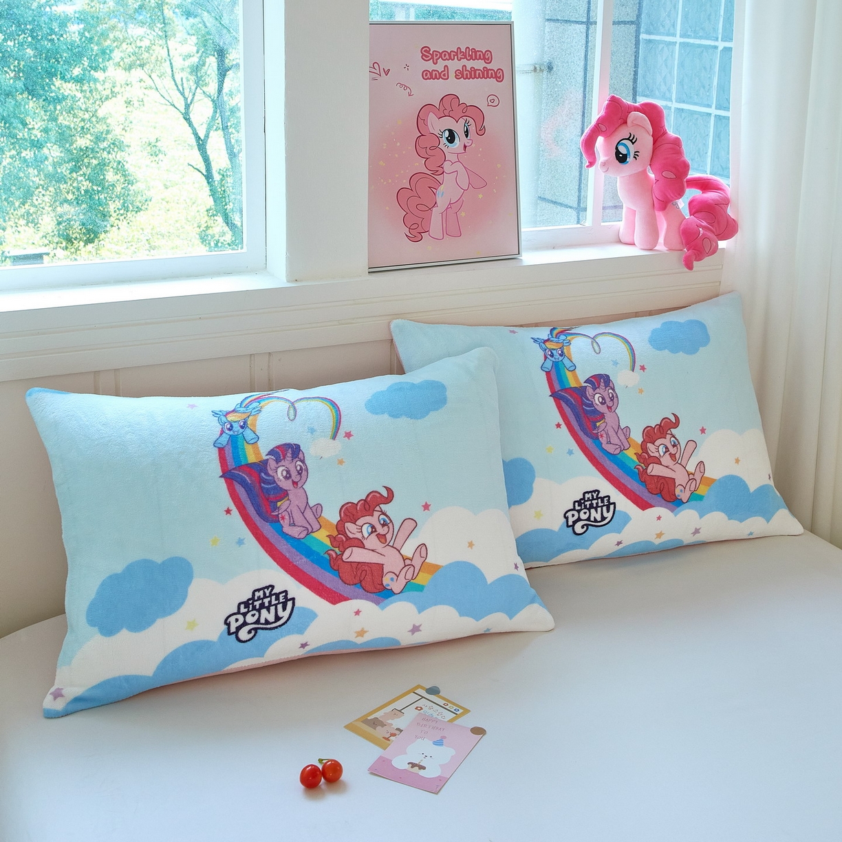 91家纺网 家纺一手货源 找家纺 蘭菲家纺 2025新款小马宝莉牛奶绒单枕套 枕套单件 嗨皮-宝莉