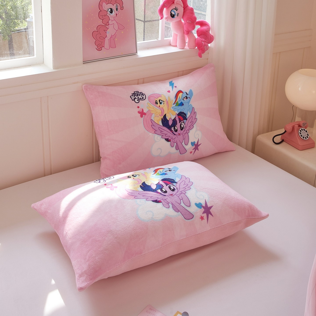 91家纺网 家纺一手货源 找家纺 蘭菲家纺 2025新款小马宝莉牛奶绒单枕套 枕套单件 飞翔-宝莉