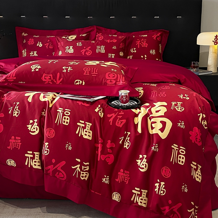 91家纺网 家纺一手货源 找家纺 （总）置顶家纺 2025新款百福图亲肤婚庆四件套