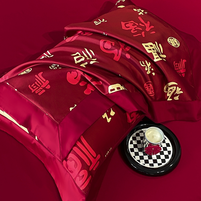 91家纺网 家纺一手货源 找家纺 （总）置顶家纺 2025新款百福图亲肤婚庆四件套