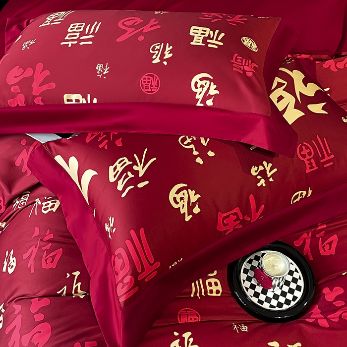 91家纺网 家纺一手货源 找家纺 （总）置顶家纺 2025新款百福图亲肤婚庆四件套