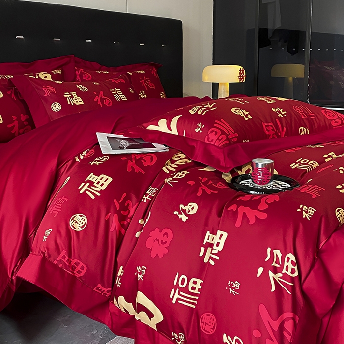 91家纺网 家纺一手货源 找家纺 （总）置顶家纺 2025新款百福图亲肤婚庆四件套