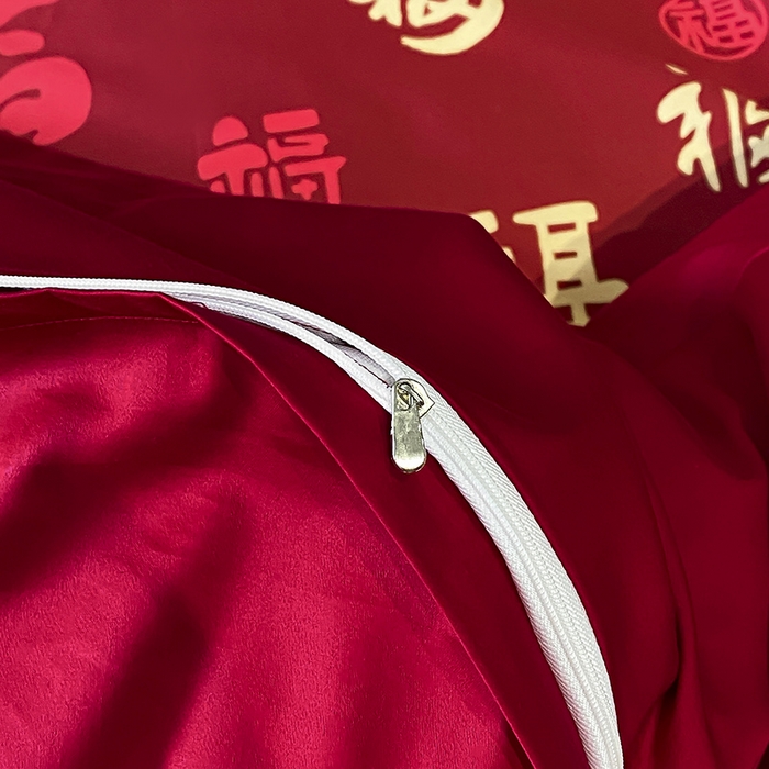 91家纺网 家纺一手货源 找家纺 置顶家纺 2025新款百福图亲肤婚庆四件套 百福图-大红