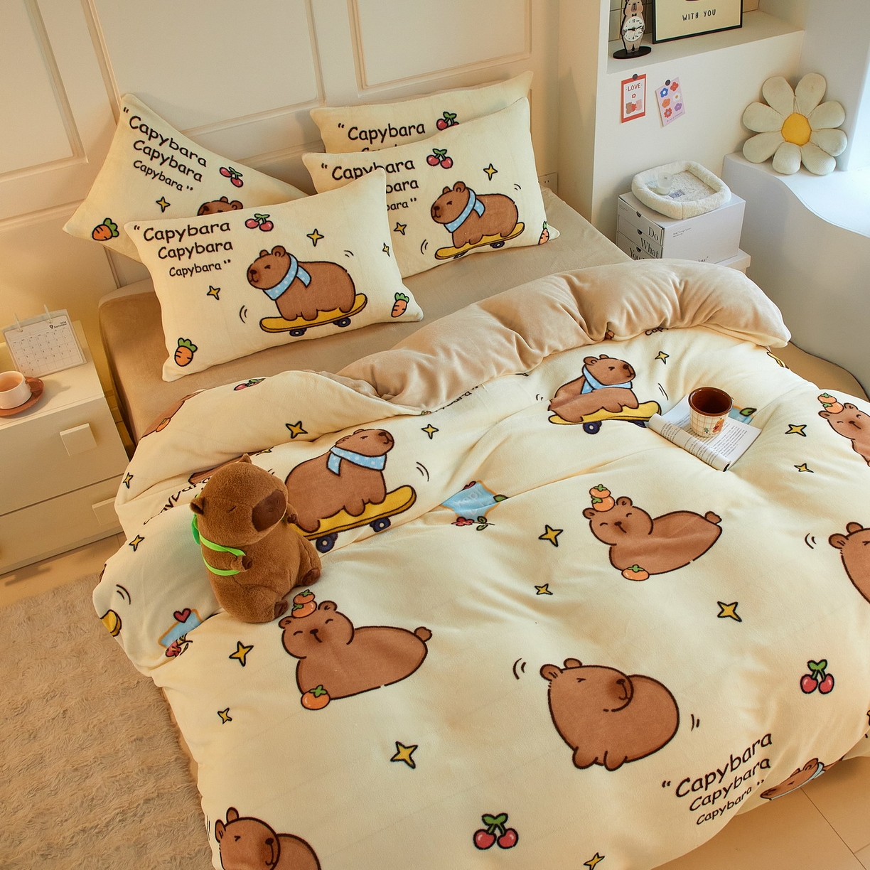 91家纺网 家纺一手货源 找家纺 （总）蘭菲家纺 2025新款卡皮巴拉牛奶绒四件套