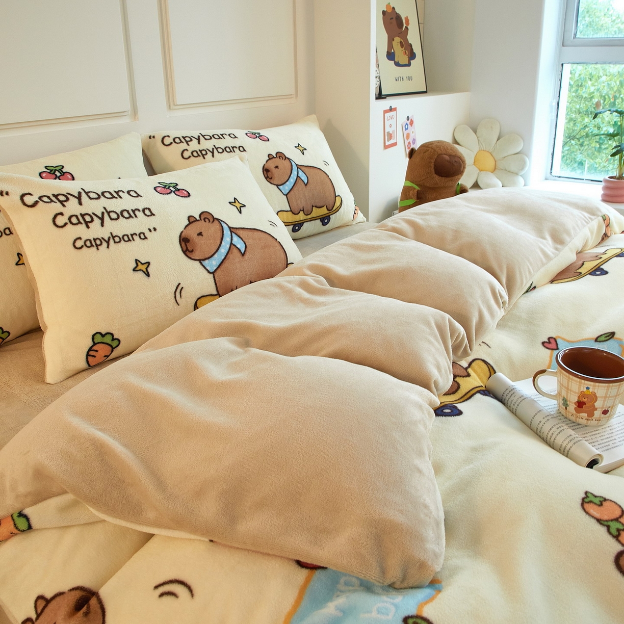 91家纺网 家纺一手货源 找家纺 （总）蘭菲家纺 2025新款卡皮巴拉牛奶绒四件套