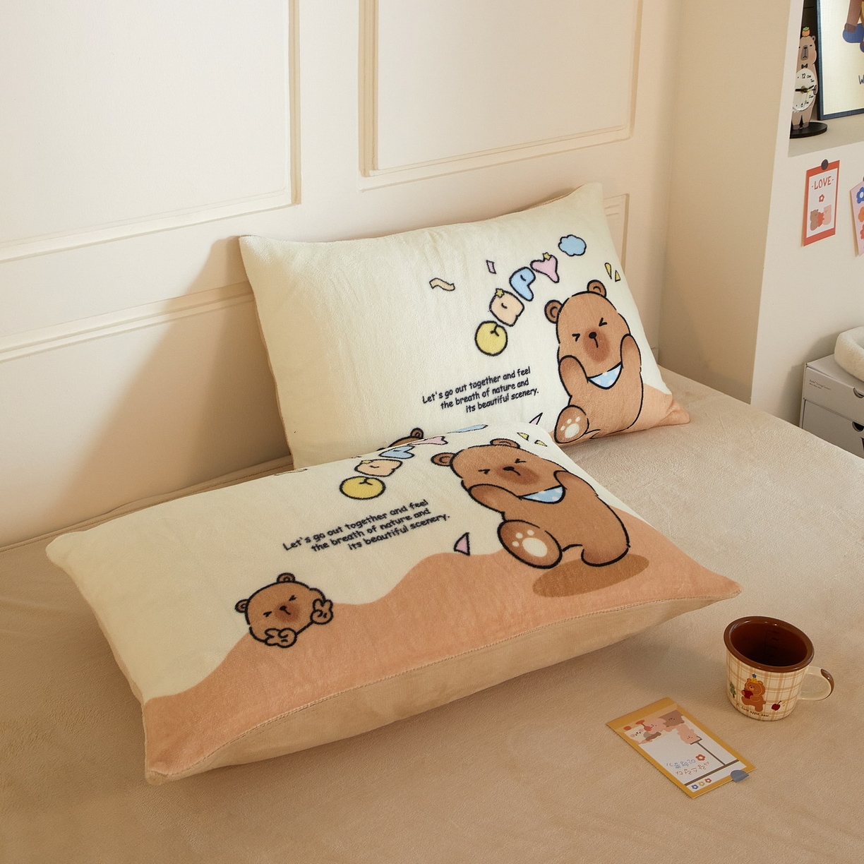 91家纺网 家纺一手货源 找家纺 蘭菲家纺 2025新款卡皮巴拉牛奶绒四件套 熊巴拉