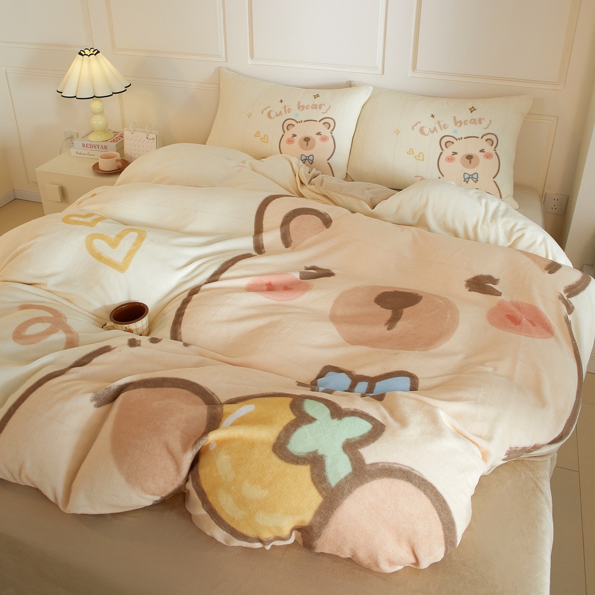 91家纺网 家纺一手货源 找家纺 蘭菲家纺 2025新款卡皮巴拉牛奶绒四件套 大美豚