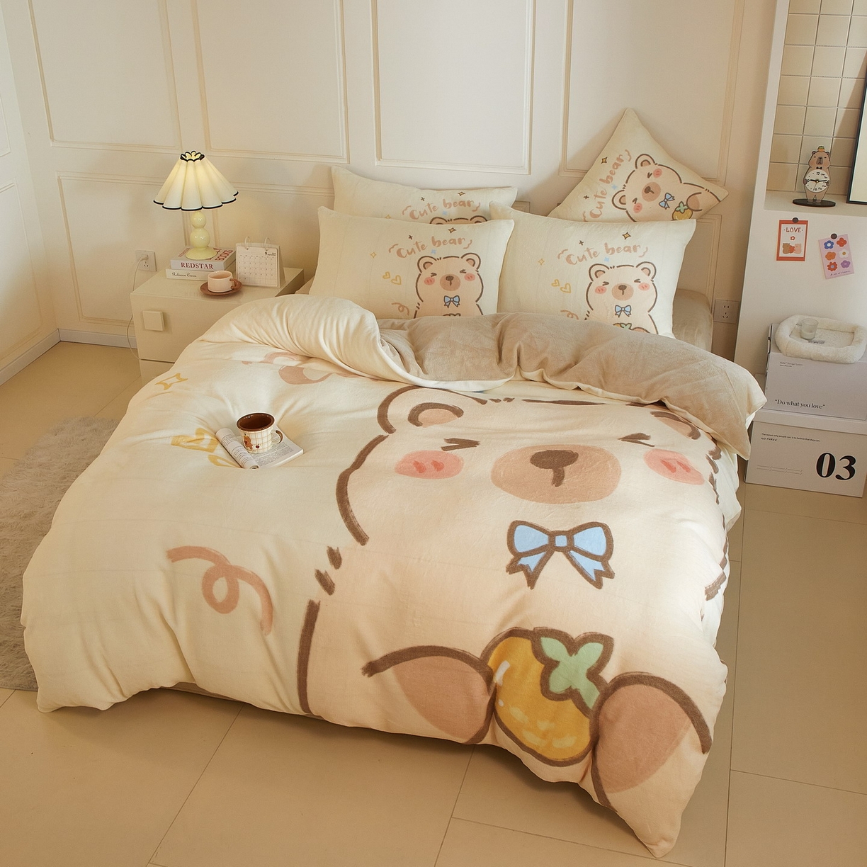 91家纺网 家纺一手货源 找家纺 蘭菲家纺 2025新款卡皮巴拉牛奶绒四件套 大美豚