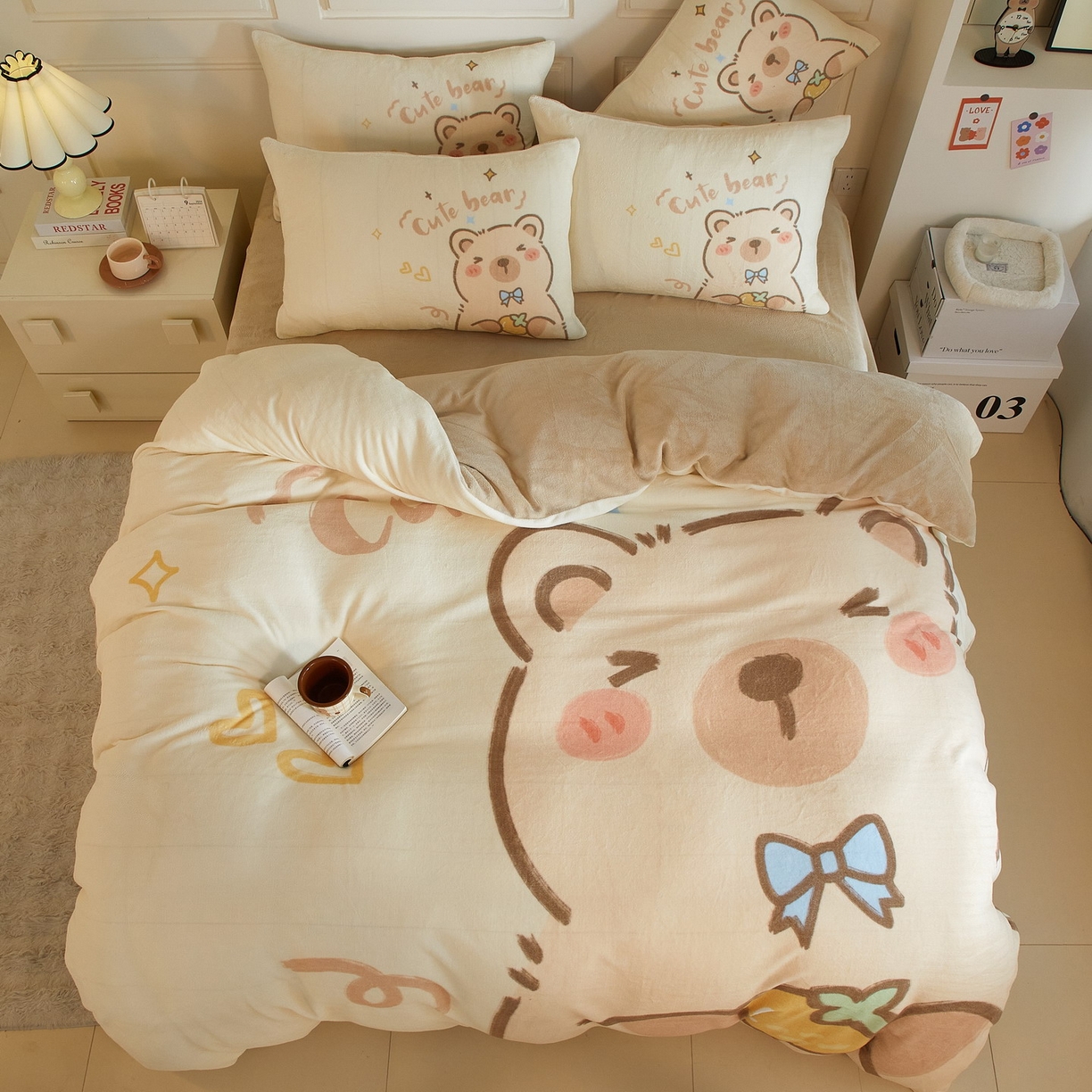 91家纺网 家纺一手货源 找家纺 蘭菲家纺 2025新款卡皮巴拉牛奶绒四件套 大美豚