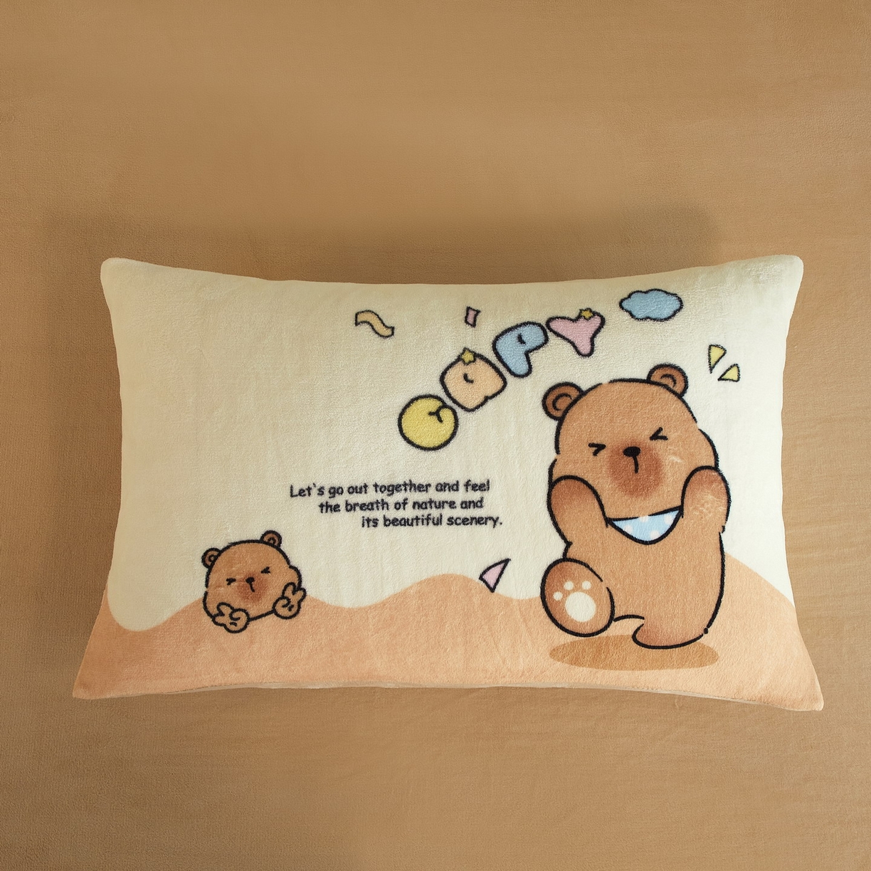 91家纺网 家纺一手货源 找家纺 蘭菲家纺 2025新款卡皮巴拉牛奶绒四件套 熊巴拉