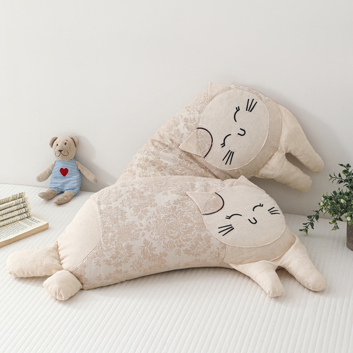 91家纺网 家纺一手货源 找家纺 （总）大熊枕芯 2025新款棉麻可爱猫卡通荞麦枕儿童学生成人枕头