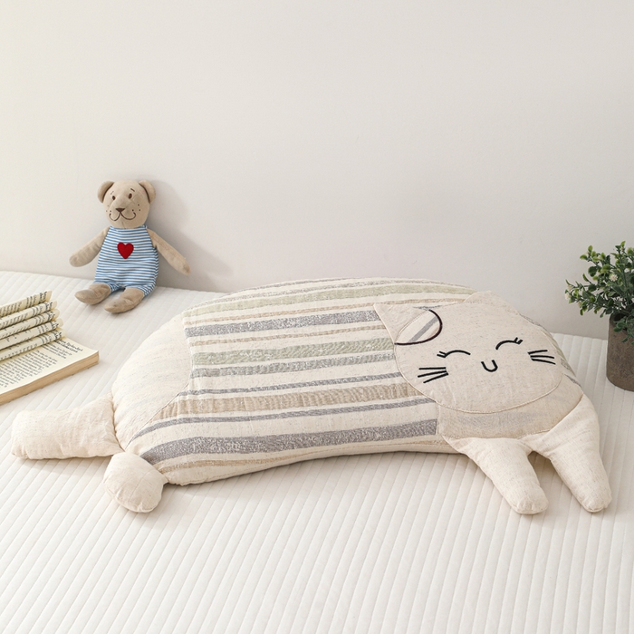 91家纺网 家纺一手货源 找家纺 （总）大熊枕芯 2025新款棉麻可爱猫卡通荞麦枕儿童学生成人枕头